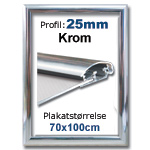 70x100cm Krom Snaprammer med 25mm profil