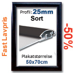 50x70cm Sort Snapramme med 25mm profil