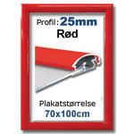 70x100cm R&oslash;d Snapramme med 25mm profil