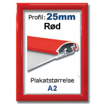 A2 R&oslash;d Snapramme med 25mm profil