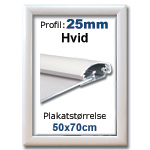 50x70cm Hvid Snapramme med 25mm profil
