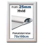 70x100cm Hvid Snapramme med 25mm profil