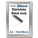 Snaprammer med stainless steel look 25mm profil