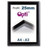 Sort Opti Snaprammer med 25mm profil