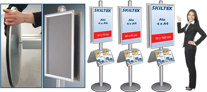 Alu 4xA4 Dobbeltsidet Multistand