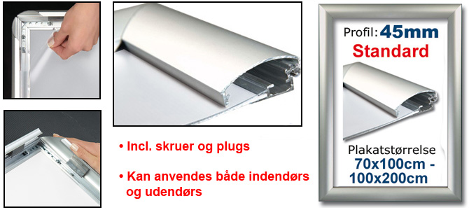 Snaprammer med 45mm profil