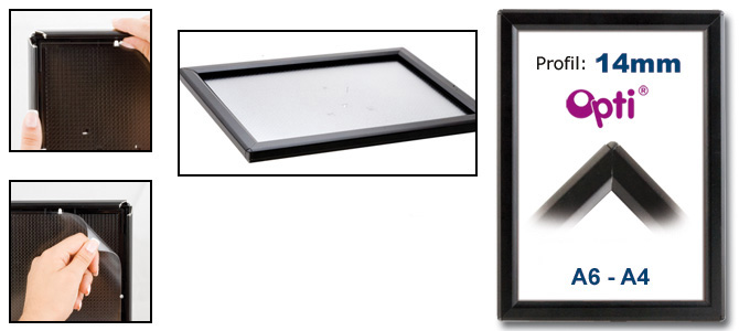 Opti snaprammer m/ 14mm sort profil