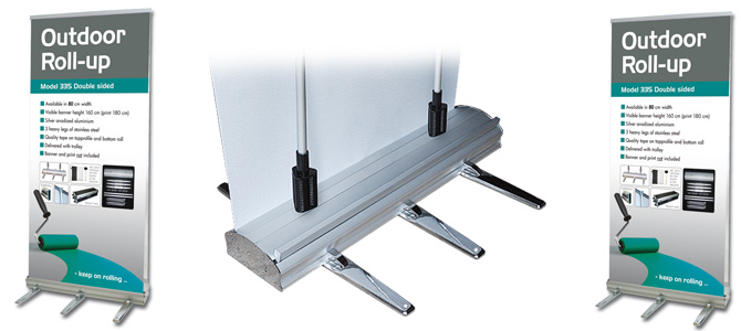 Outdoor dobbeltsidet roll up