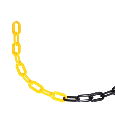 Afspærringsskæde til plast stolper - 10 meter - Sort / Gul