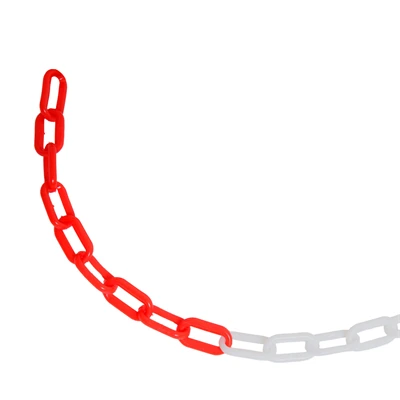 Afspærringsskæde til plast stolper - 10 meter - Hvid / Rød