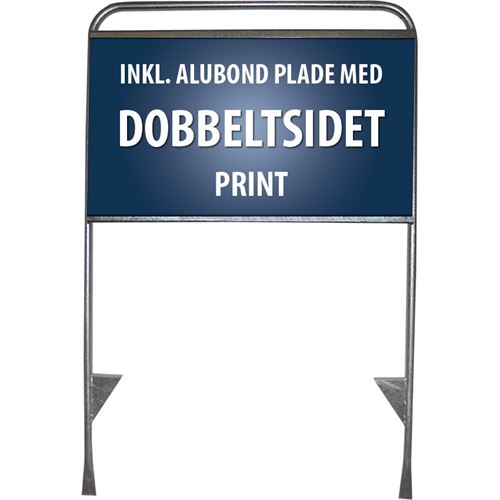 Stål XL Byggepladsskilt med Dobbeltsidet Print