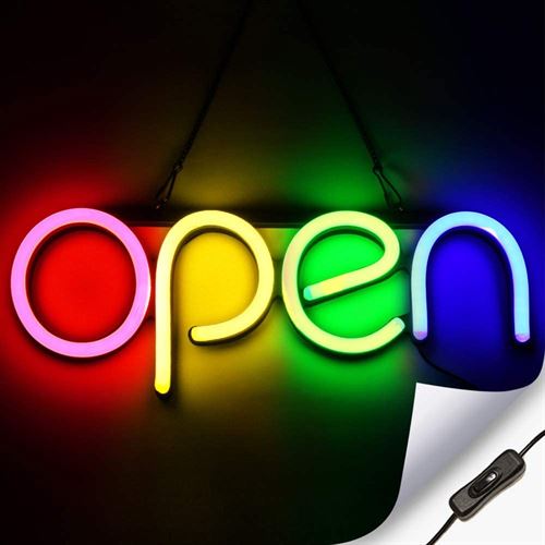 "OPEN" LED neonskilt - Flerfarvet