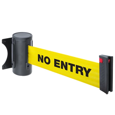 NO ENTRY afspærrings vægfæste med 3m gult bånd