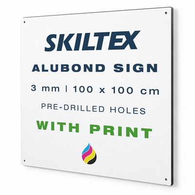 Alubond plade inkl. print | 3mm - 100x100 cm - med forborede huller