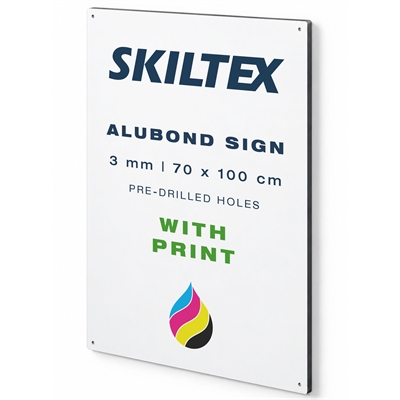 Alubond plade inkl. print | 3mm - 70x100 cm - med forborede huller