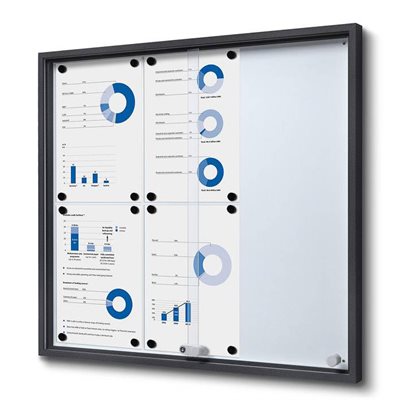 Antracitgrå Whiteboard skab med skydedøre - 6xA4