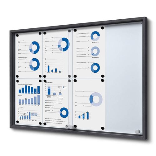 Antracitgrå Whiteboard skab med skydedøre - 8xA4