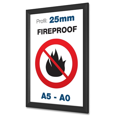 Sorte B1 Brandsikre klikrammer med 25mm Profil