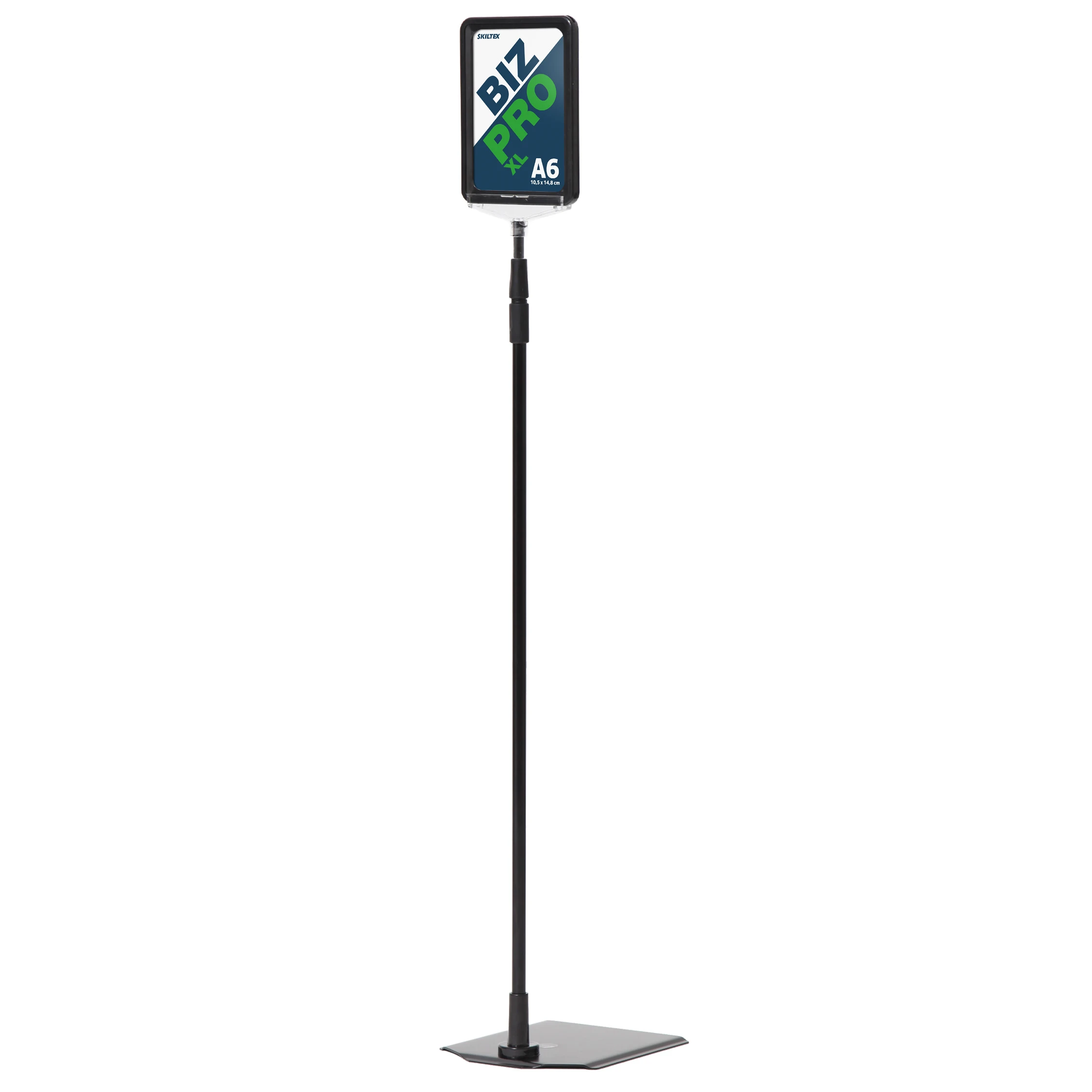 Biz Pro XL sort skilteholder med metal fod - A6
