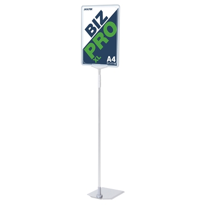 Biz Pro XL transparent skilteholder med krom metal fod - A4