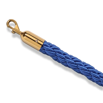 Blåt flettet reb med guld kliklås - 200 cm