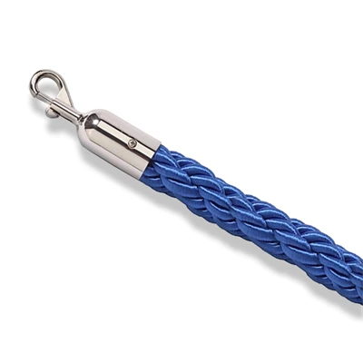 Blåt flettet reb med sølv kliklås - 200 cm