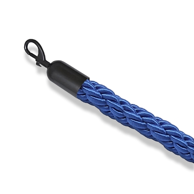 Blåt flettet reb med sort kliklås - 200 cm