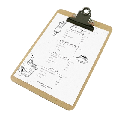 Classic Træ clipboard menuholder - Lysebrun - A5