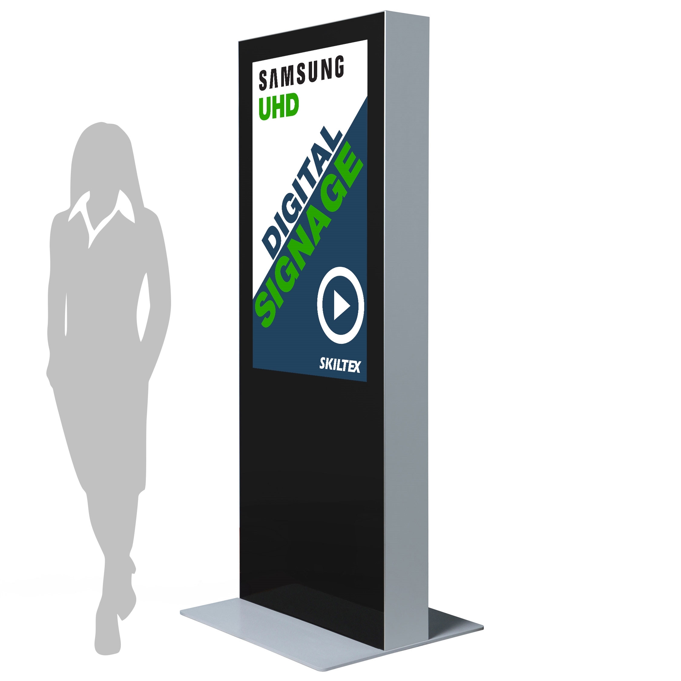 Dobbeltsidet Digital Totem med 65" Skærm - Sort