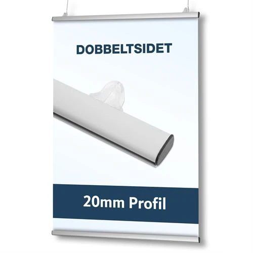 Dobbeltsidet plakatophæng med 20mm profil