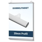 Dobbeltsidet plakatophæng A4 - 21cm | 20mm profil