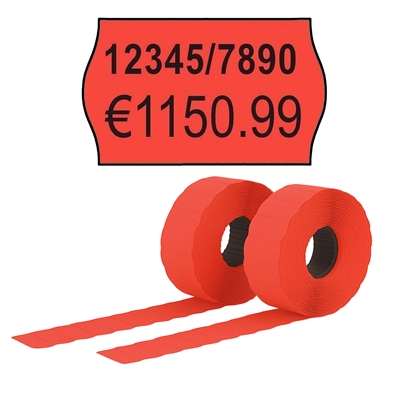 Etiketter til prismærkepistoler - 16x26 mm - Permanent - Rød