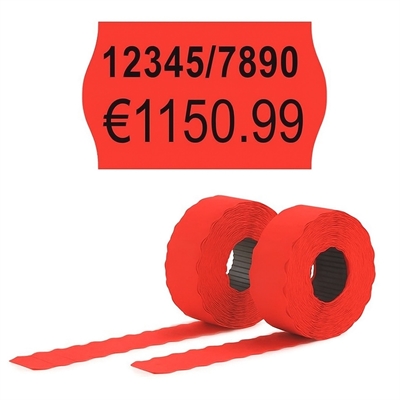 Etiketter til prismærkepistoler - 12x26 mm - Permanent - Rød