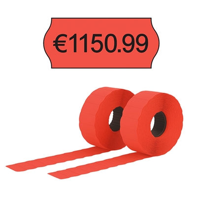 Etiketter til prismærkepistoler - 12x26 mm - Permanent - Rød