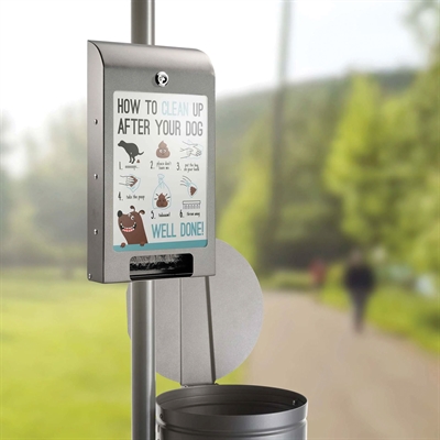 Hundeposedispenser med A4 infodisplay - Grå