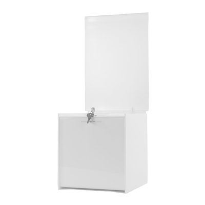 Hvid Akryl Stemmeboks med A4 Infotop - 21x20 cm
