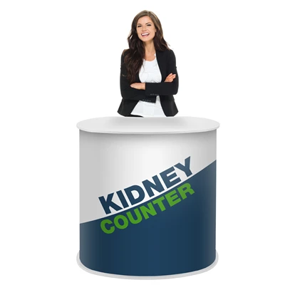 Hvid Kidney messebord - Inkl. print