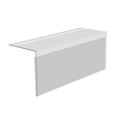 Hyldeforkant med tape 90° - 20 x 7,6 cm - Transparent