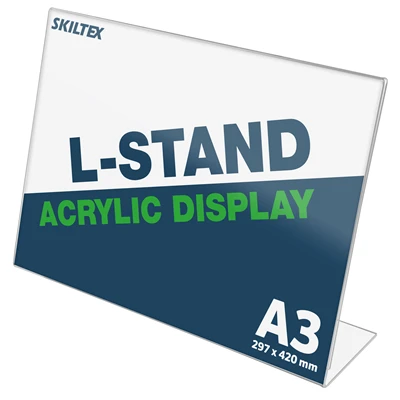 L-Stand Bredformat Akryl Skilteholder - A3