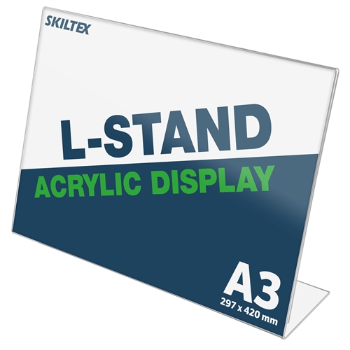 L-Stand Bredformat Akryl Skilteholder - A3