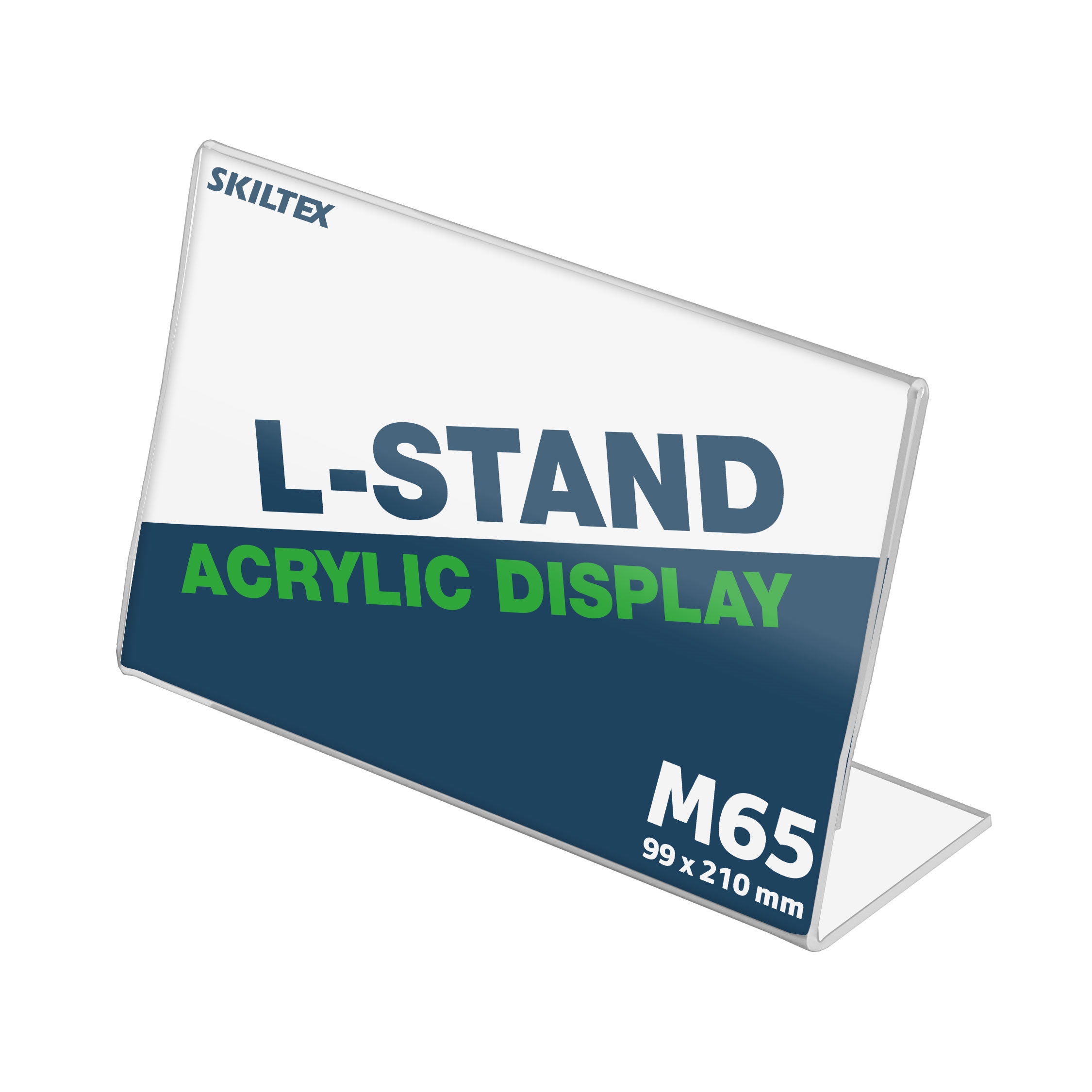 L-Stand Bredformat Akryl Skilteholder - M65