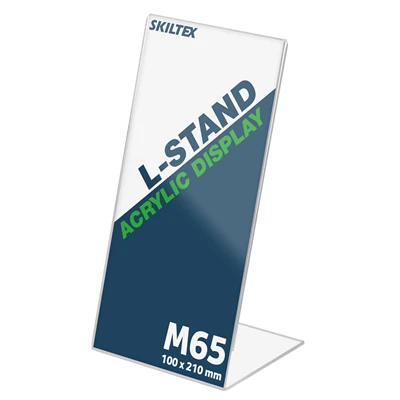 L-stand skilteholder i klar akryl