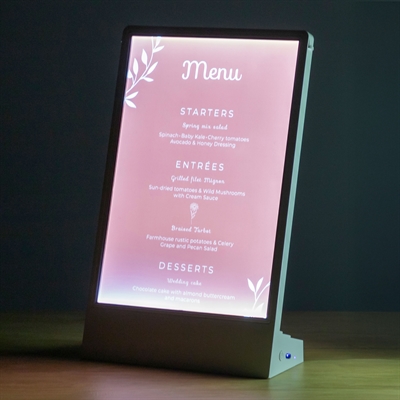LED L-Stand Højformat Menukortholder Sort - A5