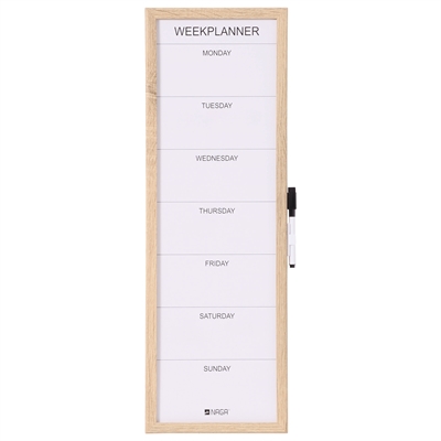 NAGA whiteboard ugeplan med træramme - 20x60 cm