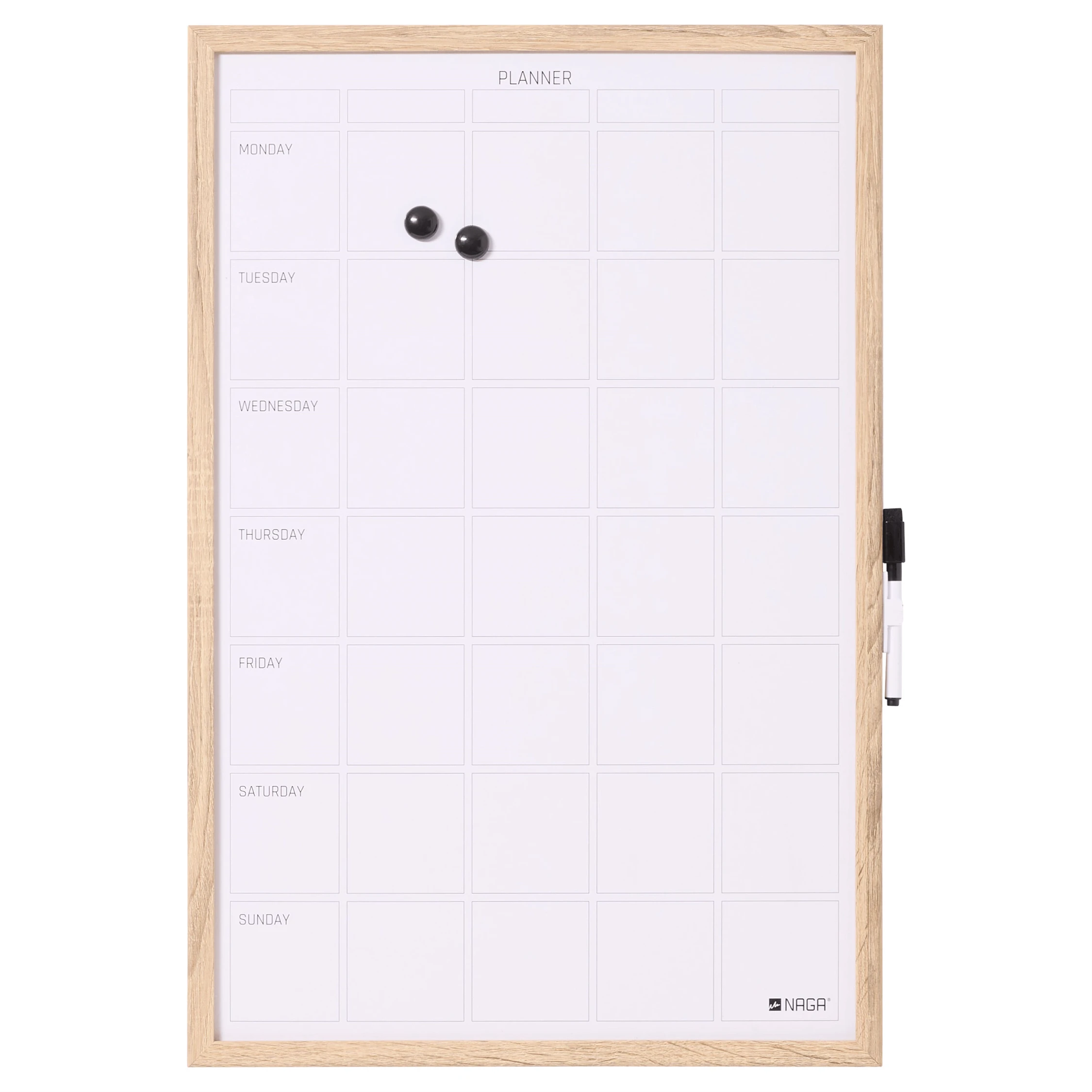 NAGA whiteboard ugeplan med træramme - 40x60 cm
