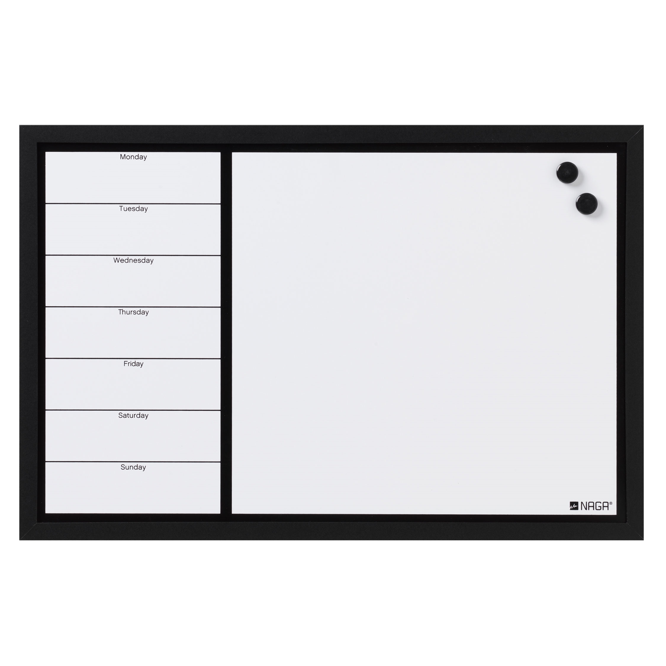 NAGA whiteboard ugetavle med sort ramme - 60x40 cm