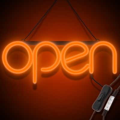 "OPEN" LED neonskilt - Orange