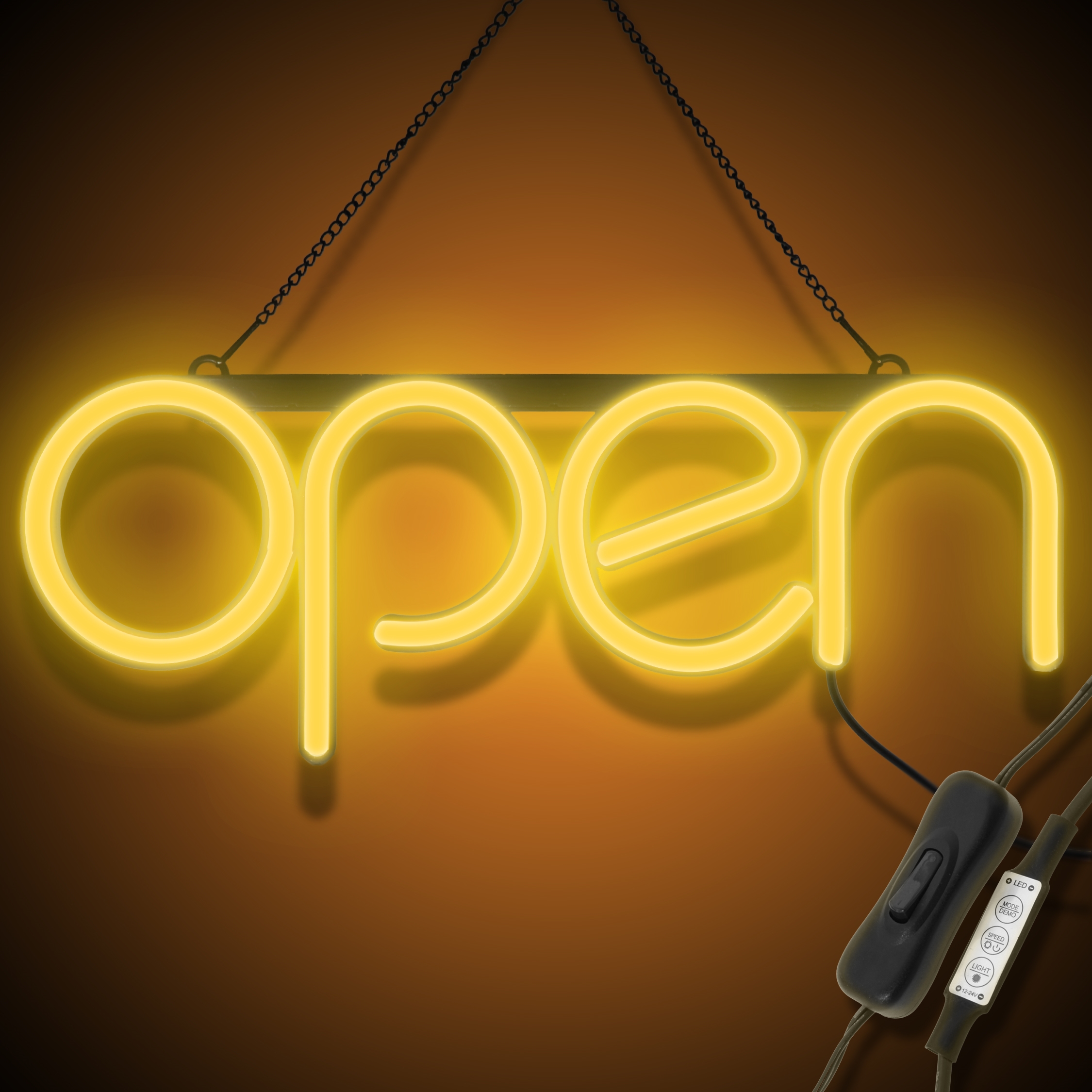 "OPEN" LED neonskilt - Orange