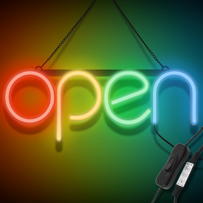 "OPEN" LED neonskilt - Flerfarvet