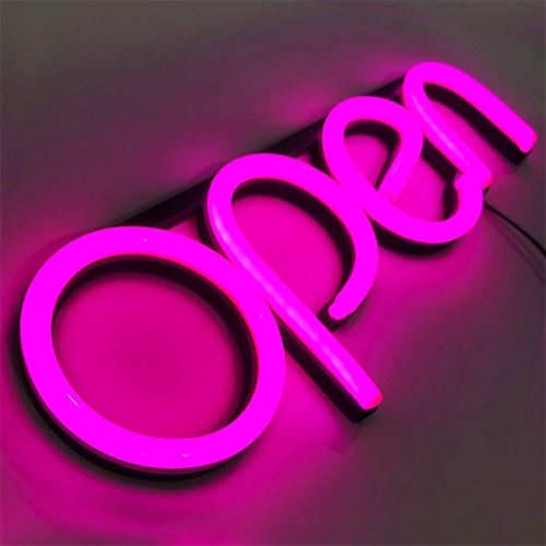 "OPEN" LED neonskilt - Lyserød